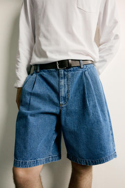 BERMUDA DENIM REGULAR FIT PLIEGUES / Azul medio - Zara фото 5