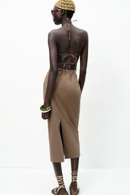 HALTER MIDI DRESS WITH DETAIL - Zara фото 7