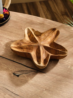 Менажница «Морская звезда», 24×24×5 см, дерево джати, коричневая