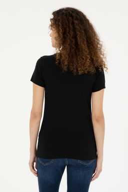 Женская черная базовая футболка - U.s. polo assn фото 5