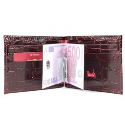 Зажим для купюр Premier-М-53 натуральная кожа (8 карм), бордо крокодил крупный (14) 207339  фото 3