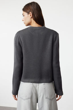 TRENDYOLMILLA Siyah Basic Ceket Gorunumlu Triko H?rka TWOAW24HI00090  фото 5