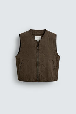 QUILTED GILET WITH TOPSTITCHING - Zara фото 7