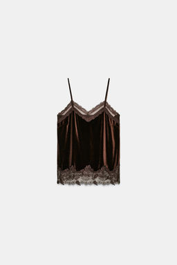 VELVET LACE CAMISOLE TOP - Zara фото 5