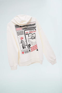 Женская толстая толстая толстая толстая толстовка с капюшоном и принтом Cool Beetlejuice Oversize, широкий крой - Defacto фото 10