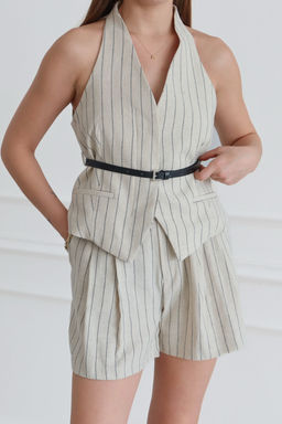 Tas Cizgili %100 Keten Dokuma Alt - Ust Tak?m TWOSS26AU00074 - Trendyolmilla фото 3