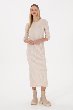 Kad_n Krem Triko Elbise