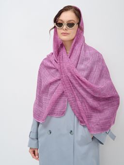 Лен с хлопком . Большой, красивый двусторонний палантин с необычной выработкой по всему полотну изде - Tantino фото 3