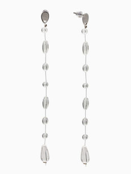 Серьги на леске "Капля росы", цвет белый в серебре