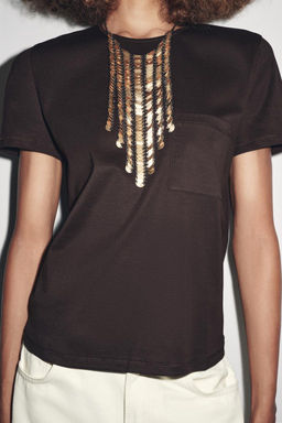 MERCERISED COTTON T-SHIRT - Zara фото 8