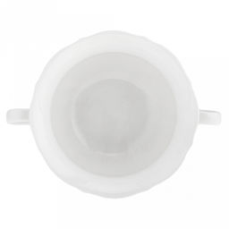 "Совершенство" Бульонница фарфоровая 280мл, д11,3х6,5см, с ручками, белый, рельефный декор, волнистый край (Китай)