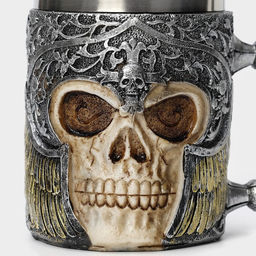 Кружка средневековая «Череп с мечом. Хэллоуин», 400 мл, 14×9×11 см, нержавеющая сталь, серебристая