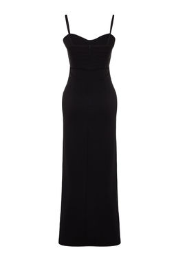 TRENDYOLMILLA Siyah Aksesuar Detayl? Dokuma Uzun S?k Abiye Elbise TPRSS20AE0321  фото 8