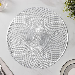 Набор салфеток сервировочных на стол Доляна Вира, 4 шт, d=38 см, цвет серебряный  фото 8