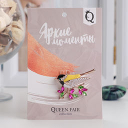 Брошь «Птичка-синичка», цветная в золоте