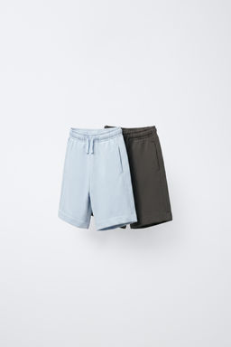 PACK DOS BERMUDAS LISAS / Gris / Azul