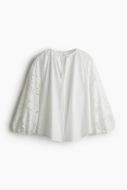 Blusa de popelina con bordado ingl?s
