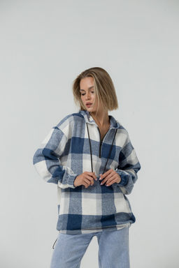 УТЕПЛЕННАЯ Толстовка клетка унисекс, т.синий - Knitka wear фото 10