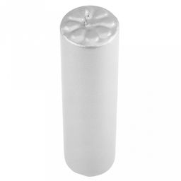 Свеча "Цилиндр" д4см, h15см, парафин, с декором, "Лепесточки", время горения 15,5 часов, серебряный (Россия)