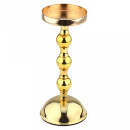 Подсвечник металлический "Визави" h21,3см, чаша д8,4см, h1,9см, пластмассовая ножка, нескользящее основание д9см, золотой, в коробке (Китай)