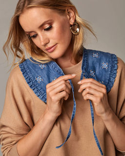 Синий джинсовый воротник с вышивкой - Incity фото 3