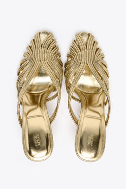 METALLIC STILETTO HEEL SANDALS - Zara фото 12