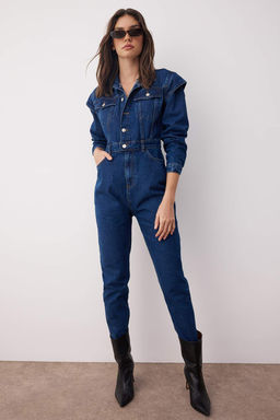 Trendyolmilla Limited Edition Indigo Dikis Detayl? Denim Tulum TWOAW22TU0040  фото 3