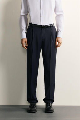 PANTAL?N REGULAR FIT TRAJE RAYA DIPLOM?TICA 100% LANA / Marino