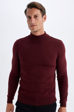 Slim Fit Dar Kesim Yar?m Bal?kc? Yaka Basic Duz Triko Kazak