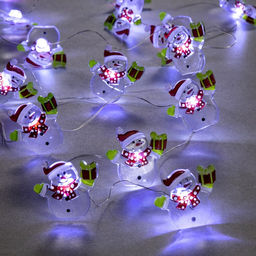 Гирлянда Нить 2 м роса с насадками Снеговик, IP20, серебристая нить, 20 LED, 2 режима, батарейки ААх2 (нет в комплекте), свечение белое