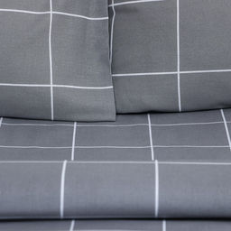 Постельное бельё Этель 2 сп Клетка цвет серый 175х215, 200х220, 50х70-2 шт, бязь, 125 г/м2 фото 2