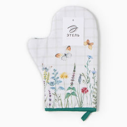 Варежка-прихватка Этель Полевые цветы 20х28см,саржа, 100% х/л, ватин 250г/м2  фото 4