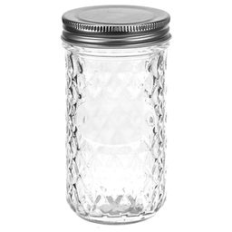Банка стеклянная с винтовой крышкой Домашнее варенье 0,35л, h13,8см, диаметр горла - 5,8см, металлическая крышка тфист-офф (Китай)
