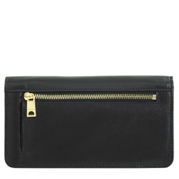 Итальянский женский кожаный кошелек DuDu серии Canarie | черно-лавандовый - Dudubags фото 6