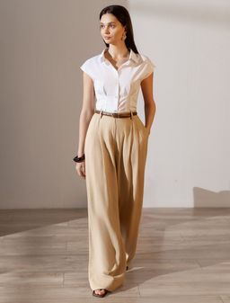 Блузка приталенного кроя с коротким рукавом из легкого хлопкового поплина - Vilatte фото 8