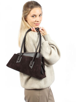 LACCOMA сумка L6006-F-коричневый натуральная замша хлопок  фото 8