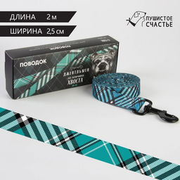 Поводок Джентльмен, застёжка - фастекс, 2.5 см, 2 м - Пушистое счастье фото 2
