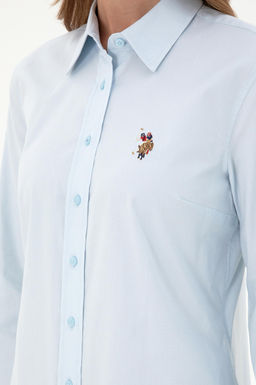 Женская голубая базовая рубашка с длинным рукавом Неожиданная скидка в корзине - U.s. polo assn фото 7