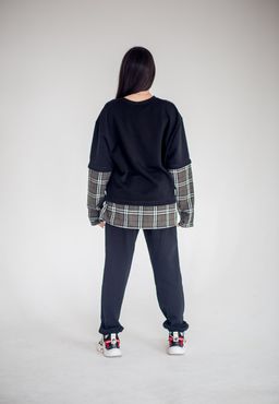 302 Костюм комбинированный, черный/хаки клетка - Knitka wear фото 9