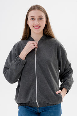 Бомбер из коттон фита антрацит - Амадэль фото 5