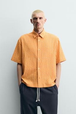 CAMISA RELAXED FIT ESTRUCTURA CUADROS / Naranjas - Zara фото 2