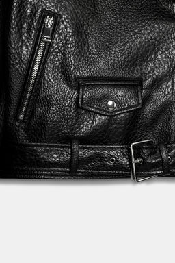 CAZADORA BIKER HOMBRERAS EFECTO PIEL / Negro - Zara фото 5