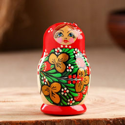 Матрёшка дерево «Божья коровка», красный платок, 5 кукольная, 9-11 см