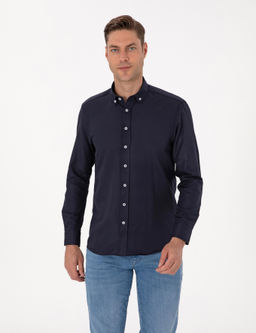 Lacivert Regular Fit Uzun Kollu G_mlek