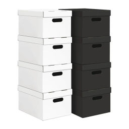 VAL KCTN-CB38 Короба картонные, 25*33*18.5 см, набор 8 шт., цвет черный - 4 шт., цвет белый - 4 шт., шт