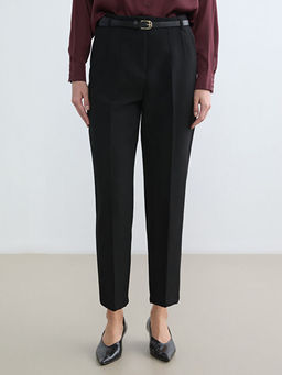 Beli Kemerli Kad?n Cigarette Kuma? Pantolon