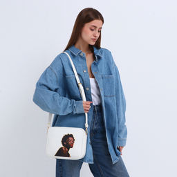 Сумка женская на молнии TEXTURA, 22×8×17 см, с цветным принтом, белая