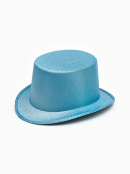 Карнавальная шляпа "Цилиндр" голубая с блёстками р-р 56-58