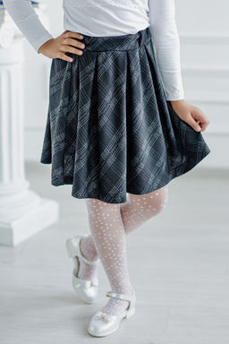 Юбка детская школьная из милано серая в клетку Dress Code - Амадэль фото 2