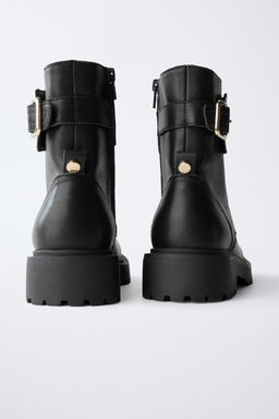 LEATHER ANKLE BOOTS WITH BUCKLE - Zara фото 5